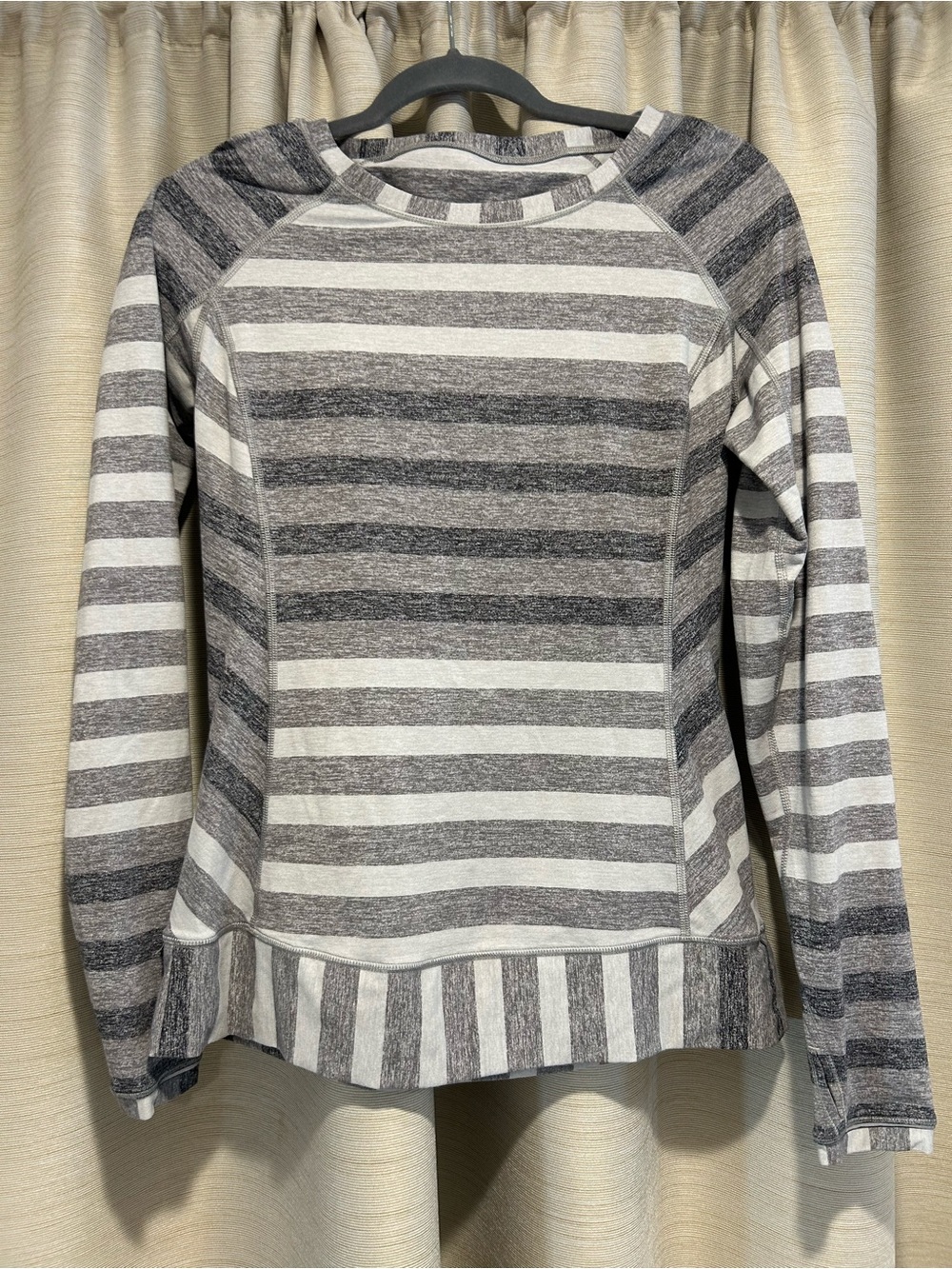 lululemon athletics Gray and White Striped Long Sleeve
